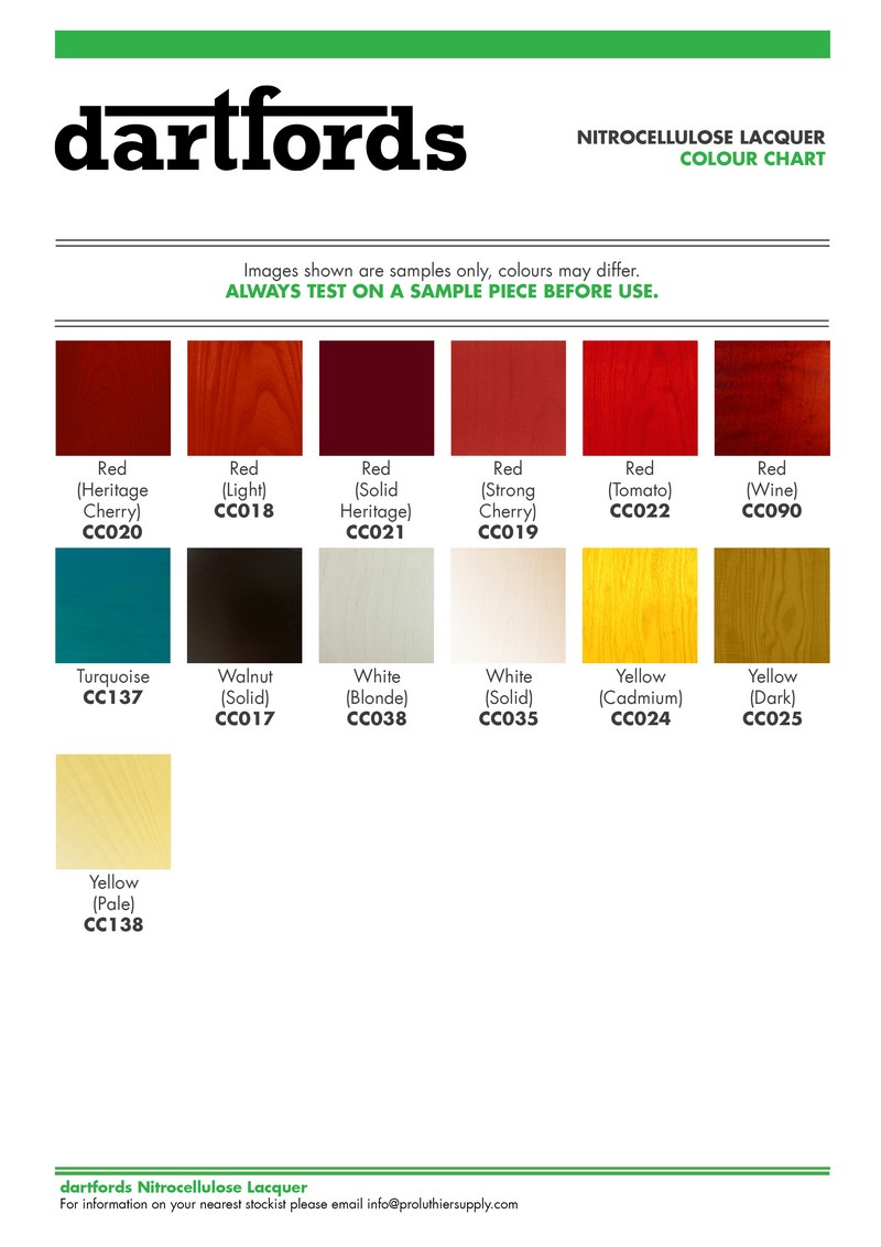 Lacquer Color Chart